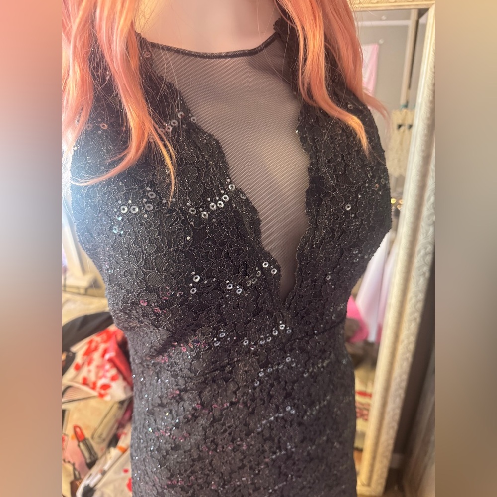 NW nightway charcoal sequin lined sleeveless mid length dress - Picture 9 of 17